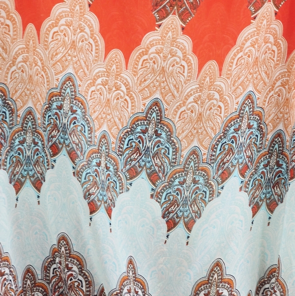 Allison Brittney Boho Coral, Orange & Aqua Paisley Dolman - Picture 4 of 6